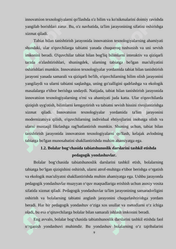 INNOVATSION TEXNOLOGIYALAR ASOSIDA TABIAT BILAN TANISHTIRISH MASHG‘ULOTLARINI IJODIY TASHKIL ETISH 8