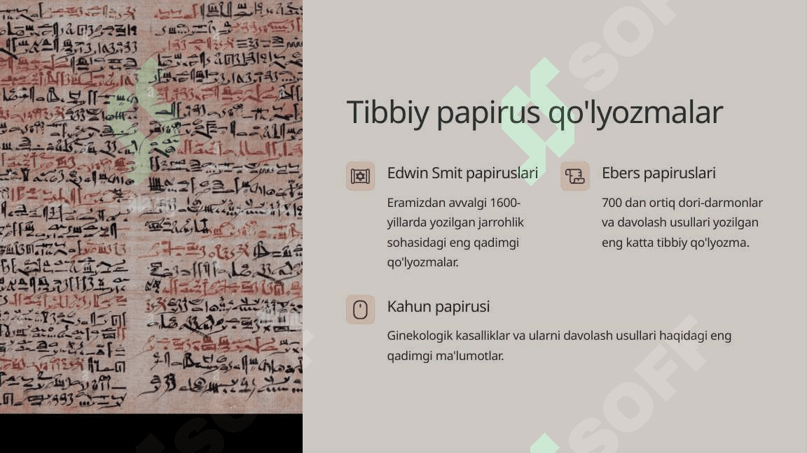 Qadimgi Misr tibbiyoti Dori-darmonlar va davolash usullari 4