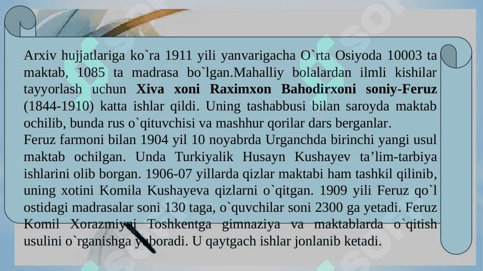 XIX asrning 2-yarmi – XX asrning 1-choragida Turkiston o‘lkasida tarbiya, maktab va pedagogik fikrlar. 6
