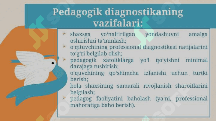 PEDAGOGIK DIAGNOSTIKA VA PEDAGOGIK KORREKSIYA. ELEKTRON PEDAGOGIKA VA UNING  O‘ZIGA XOS XUSUSIYATLARI 6