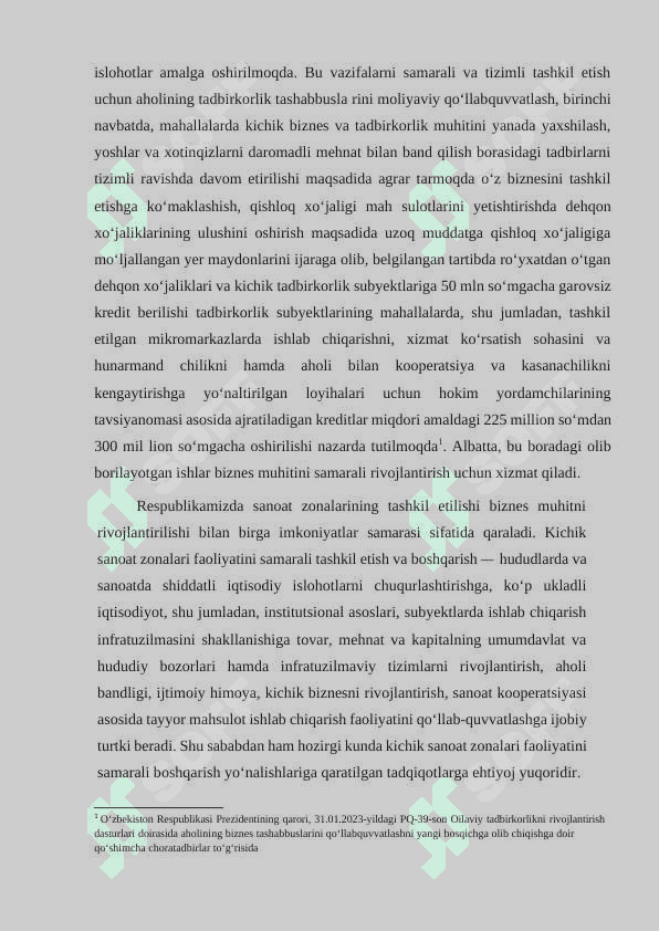 HUDUDLAR BIZNES MUHITINI RIVOJLANTIRISH VA SAMARALI BOSHQARISH YO'NALISHLARI 6