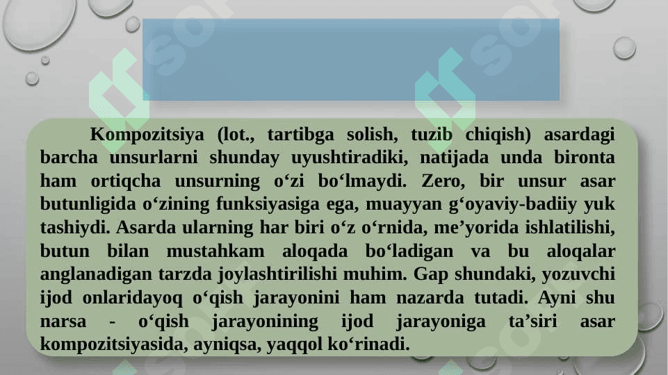 Mavzu : BADIIY ASAR KOMPOZITSIYASI slayd 3