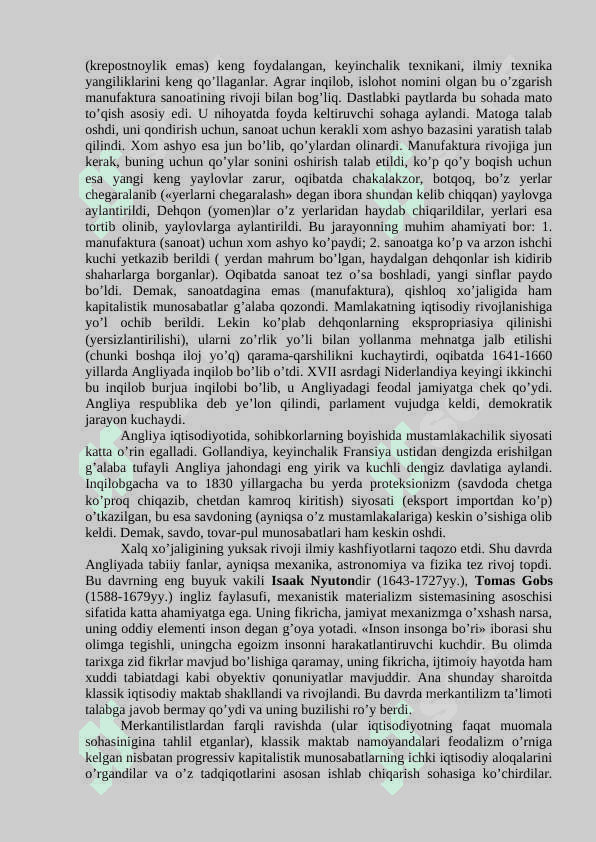 MAVZU.  ANGLIYA VA FRANSIYADA KLASSIK IQTISODIY   VUJUDGA KELISHI mustaqil ish 2