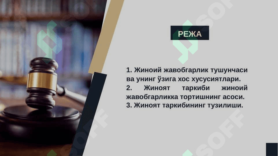 Жиноий жавобгарлик ва унинг асослари slayd 2