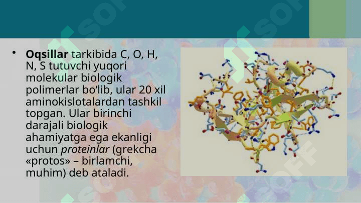 Oqsillar Aminokislotalar. 2