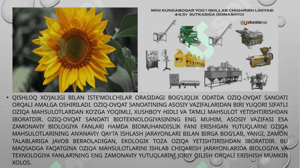 oziq-ovqat ishlab chiqarishda biologiyaning o’rni 7