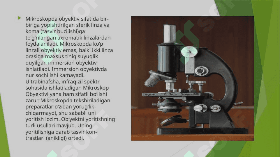 Mikroskopning tuzilishi va ishlash qoidalari.Zamonaviy mikroskoplar va ularning avfzalliklari. . 4