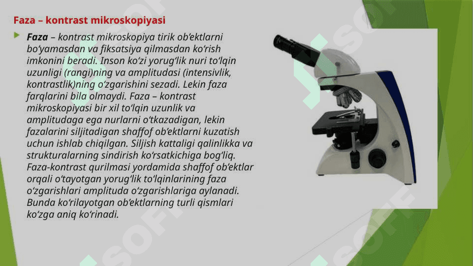 Mikroskopning tuzilishi va ishlash qoidalari.Zamonaviy mikroskoplar va ularning avfzalliklari. . 8