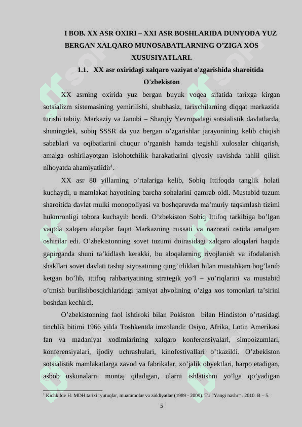 XX-XXI ASR BOSHLARIDA DUNYODA YUZ BERGAN O'ZGARISHLAR SHAROITIDA O'ZBEKISTON 4