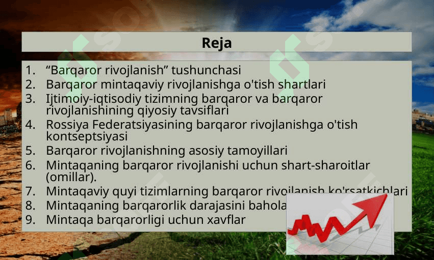 Barqaror rivojlanish mezonlari va ko’rsatkichlari 2