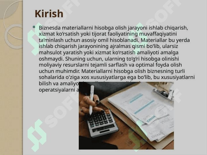 Biznesda materiallarni hisobga olishning o’ziga xos xususiyatlari 3