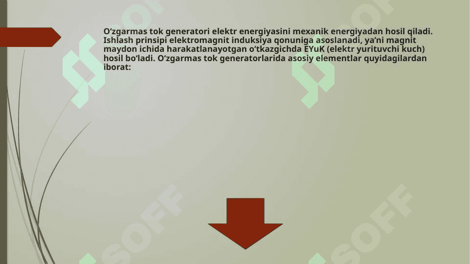 O'ZGARMAS TOK MASHINNASINING GENERATOR REJIMDA ISHLASHI 3