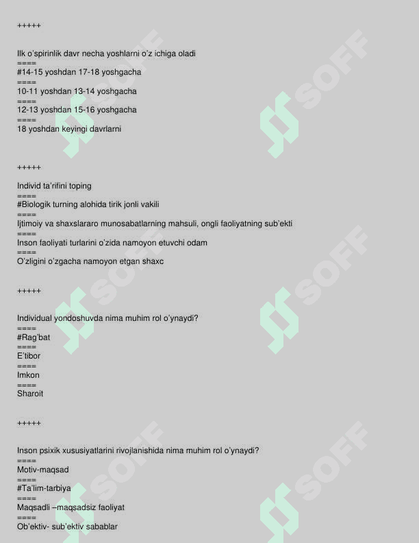 pedagokika fanidan test to'plami 3