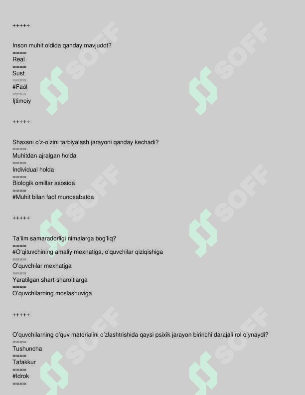 pedagokika fanidan test to'plami 4