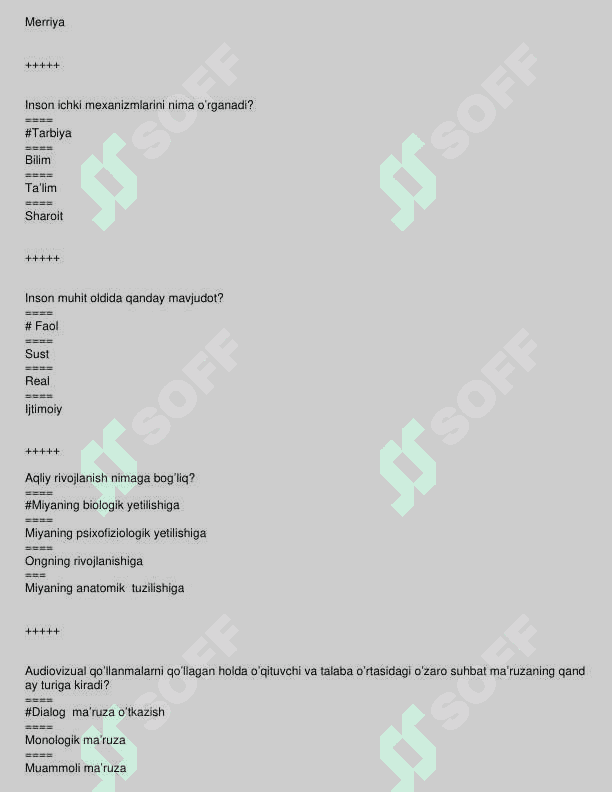 pedagokika fanidan test to'plami 7