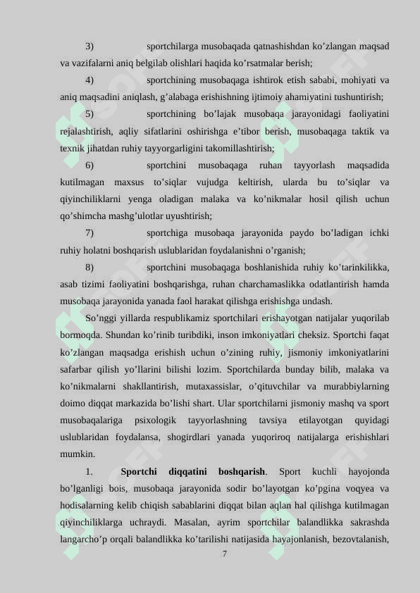 SPORTCHILARNING MUSOBOQALAR JARAYONIDA HARAKAT MALAKALARINI SHAKLLANTIRISH UCHUN SPORT PSIXOLOGIYASI FANINI TUTGAN O'RNI 7
