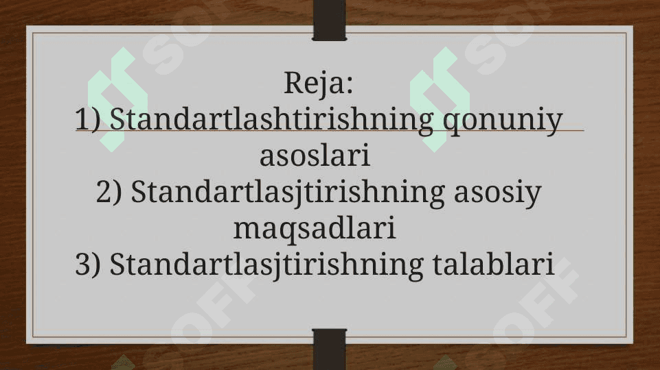 Standartlashtirishning qonuniy asoslari maqsad va vazifalari tamoil va talablari 2