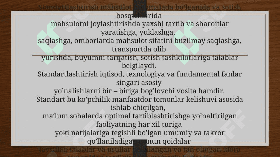 Standartlashtirishning qonuniy asoslari maqsad va vazifalari tamoil va talablari 4
