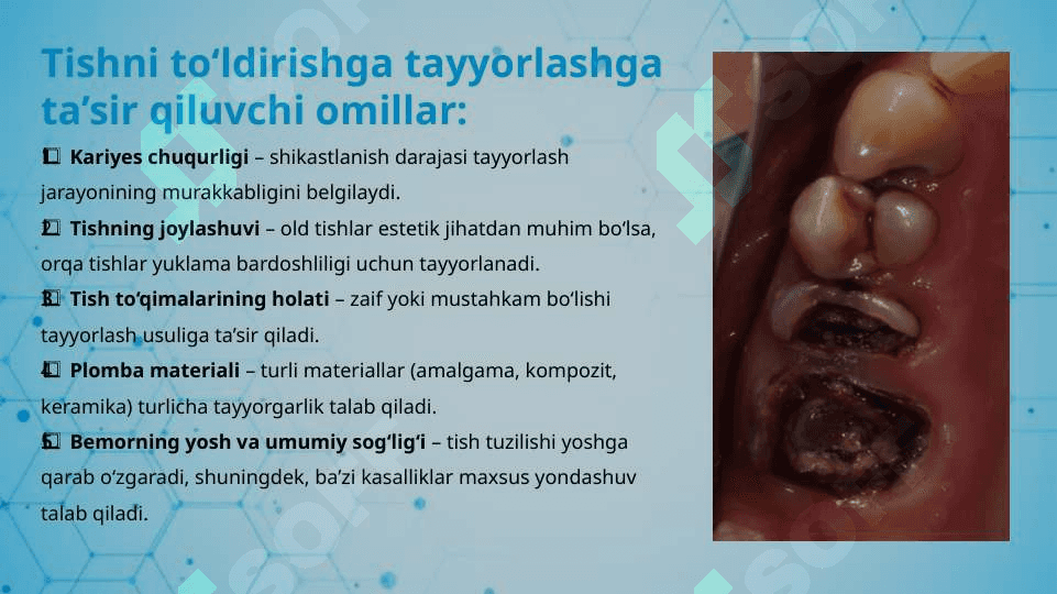 Blek bo‘yicha III- IV sinfli karies kovaklarini restavratsiya qilishning klinik tamoyillari. 4