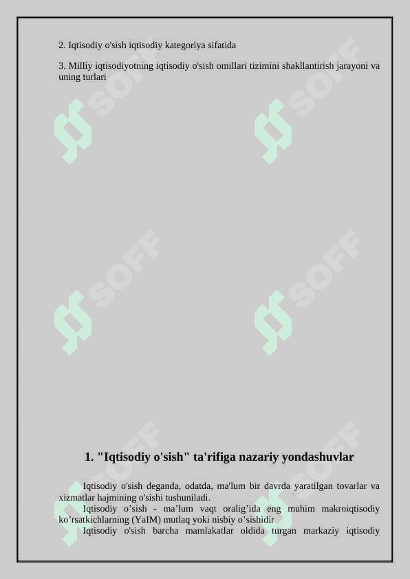 Iqtisodiy o’sishning mohiyati, asosiy tavsifnomasi va modeli. 2