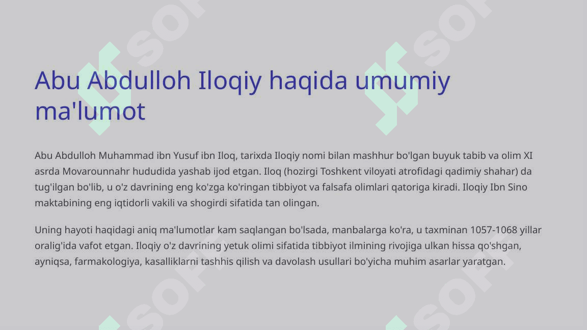 Abu Abdulloh Iloqiy Hayoti, faoliyati va tibbiyot olamiga qo'shgan hissasi 3