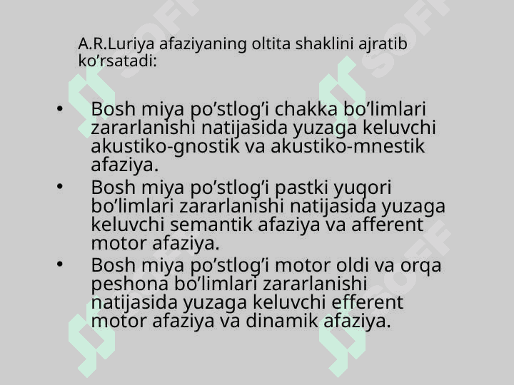 Psixolingvistika. Аfaziya shakllari 6