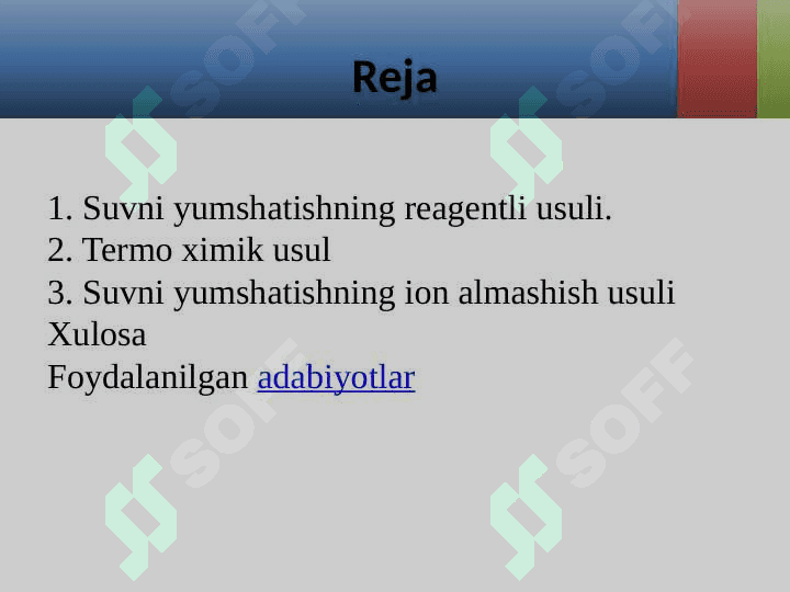Suvning qattiqligi, uni  yumshatishning texnikadagi ahamiyati. 2