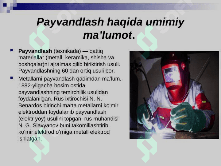 Payvandlash ishlari. 2