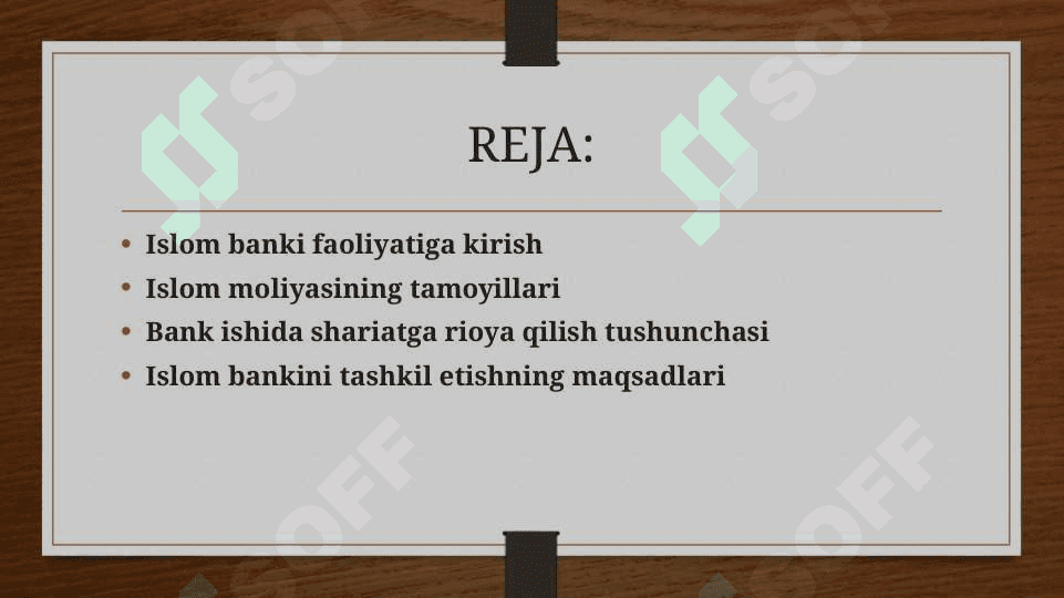 Islom bankini tashkil etish maqsadi va falsafasi 2