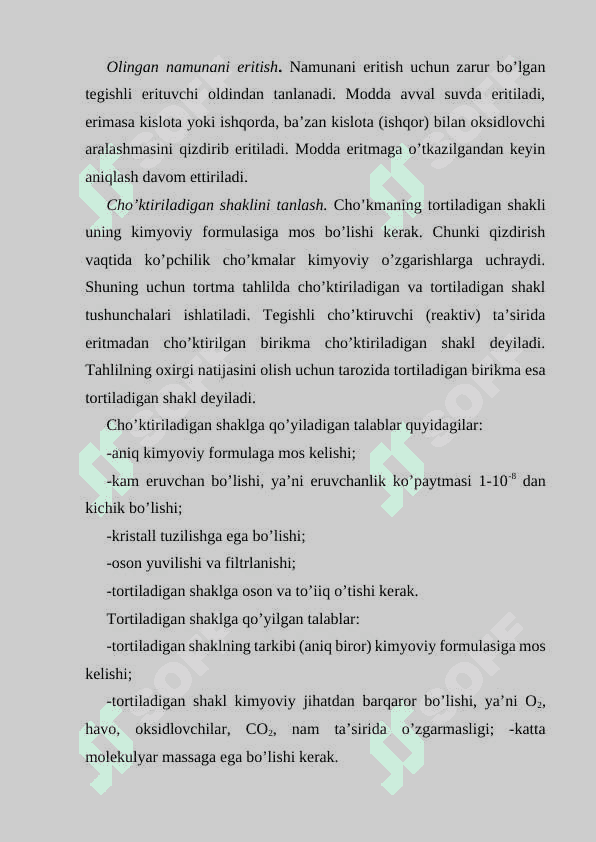 Miqdoriy tahlil. Tasnifi. Gravimetrik tahlil.Tahlil natijalarini ishonchliligini baholash. 4