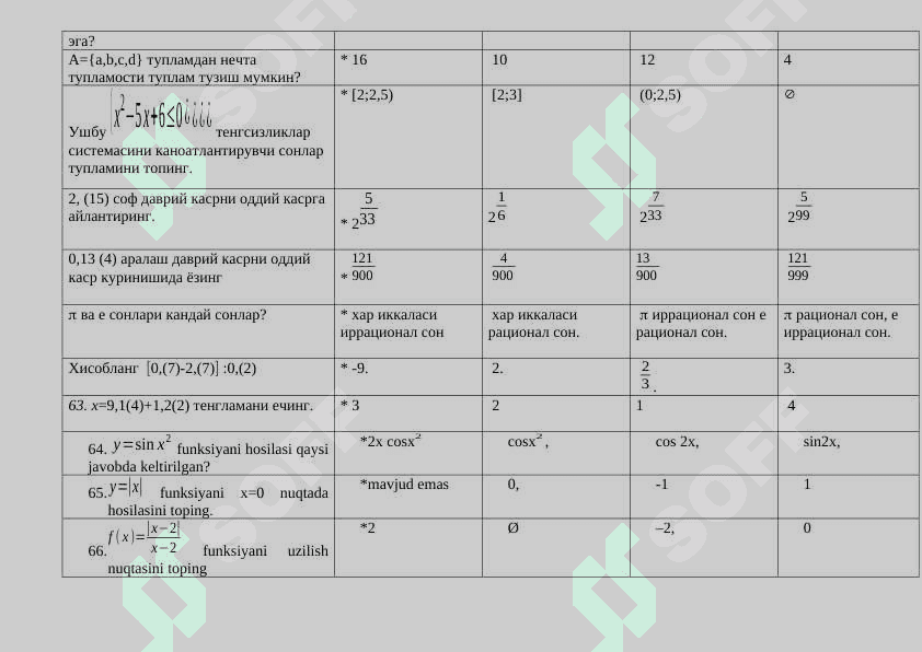 Matematik analiz 200 ta test 7