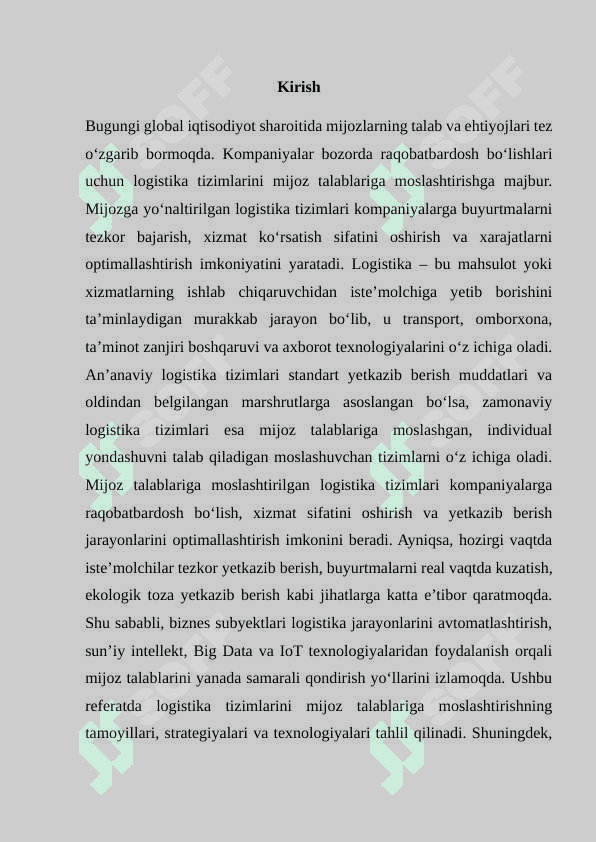 Mijoz talablariga ko’ra logistika tizimlarini moslashtirish 3