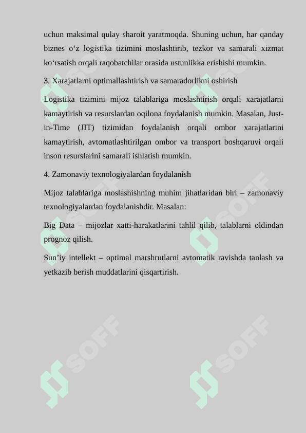 Mijoz talablariga ko’ra logistika tizimlarini moslashtirish 6