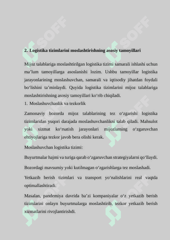 Mijoz talablariga ko’ra logistika tizimlarini moslashtirish 7
