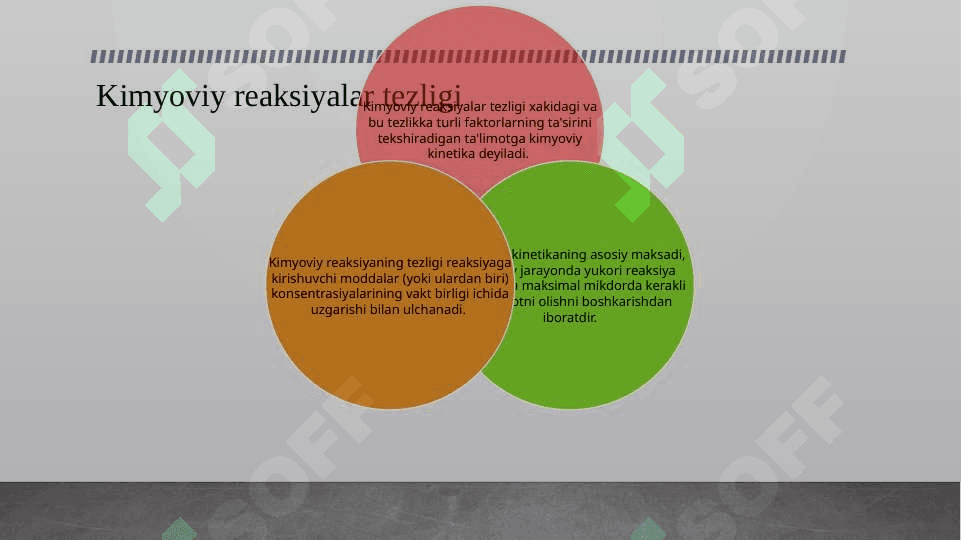 Reaksiya tezlik konstantasining harorat va faollanish energiyasiga bog’liqligi. Arrenius tenglamasi bilan ifodalash 3