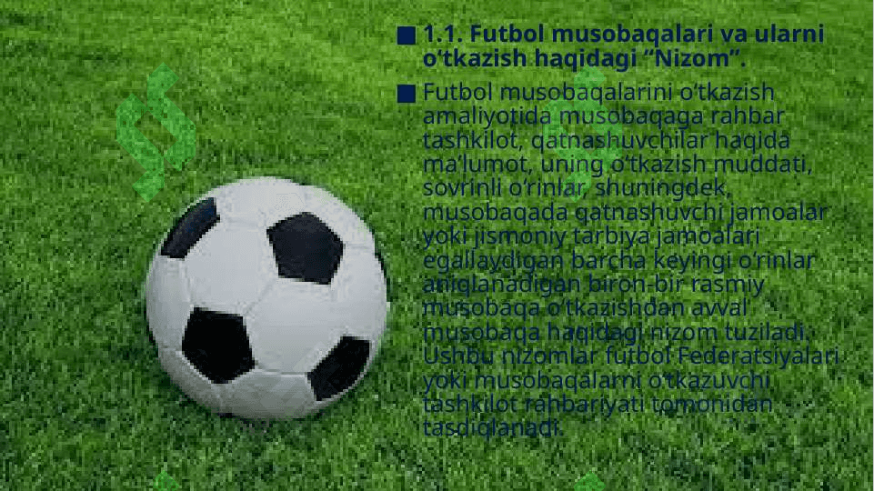 FOTBOL BO’YICHA MUSOBAQALARNI TASHKIL QILISH VA O’TKAZISH QOIDALARI 2