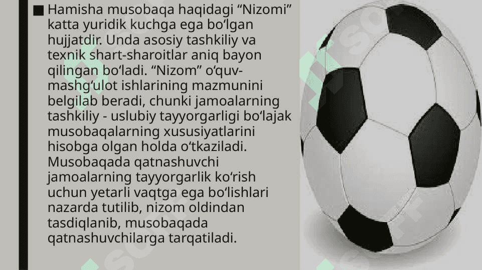 FOTBOL BO’YICHA MUSOBAQALARNI TASHKIL QILISH VA O’TKAZISH QOIDALARI 3
