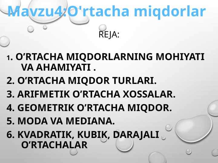 O'rtacha miqdorlar