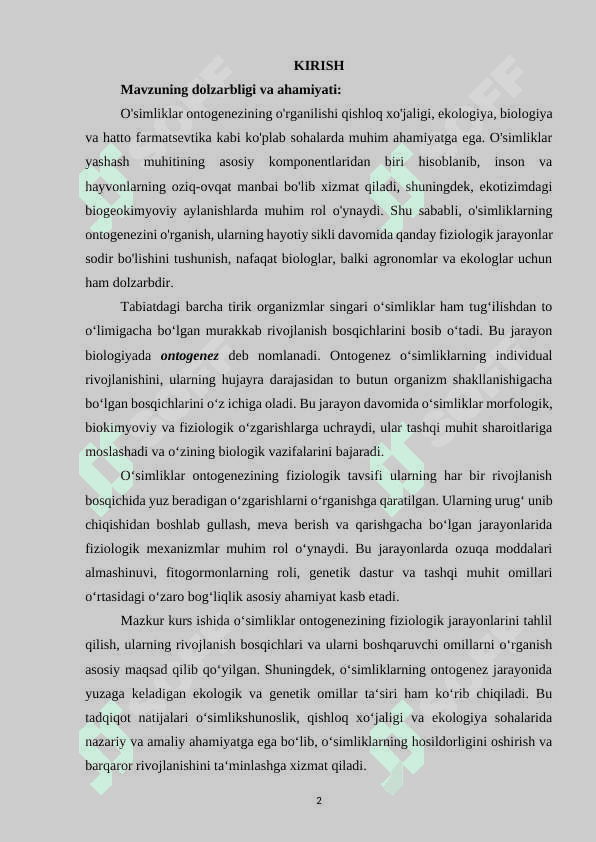 O'SIMLIKLAR ONTOGENEZINING FIZIOLOGIK TAVSIFI 2