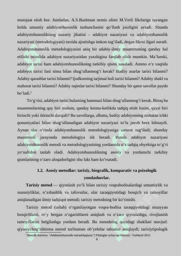Adabiyotshunoslikdagi metodlar. 6