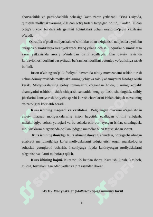 MOLYUSKALAR SISTEMATIKASI FILOGENIYASI EKOLOGIYASI 5