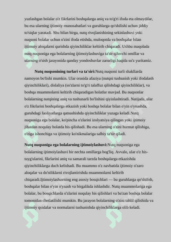 Nutq nuqsoniga ega bolalar ijtimoilashuvi 4