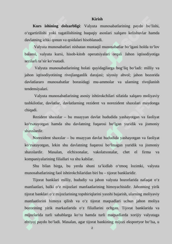 OʻZBEKISTON RESPUBLIKASIDA VALYUTA MUNOSABATLARINI BOSHQARISH 2