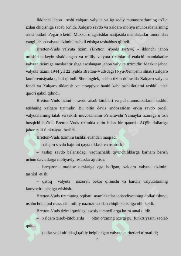 OʻZBEKISTON RESPUBLIKASIDA VALYUTA MUNOSABATLARINI BOSHQARISH 7