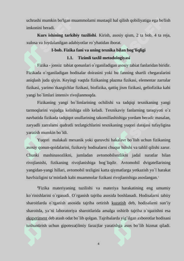 Fizikani o`qitishda tizimli tahlilFizikani o`qitishda tizimli tahlil 4