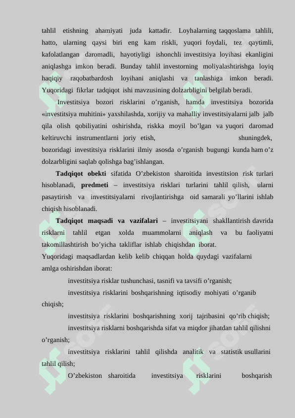 INVESTISIYA RISKLARINI BOSHQARISH SAMARADORLIGINI OSHIRISH 3
