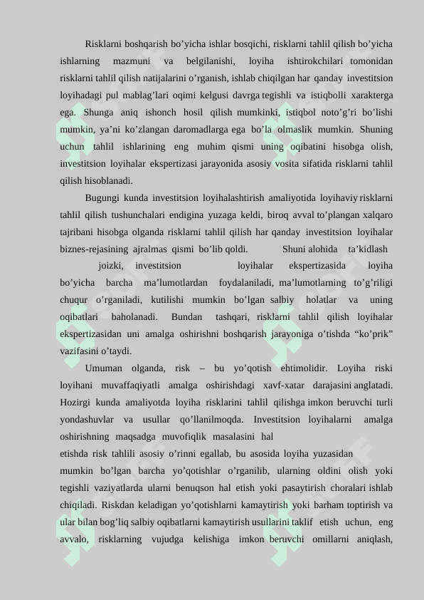 INVESTISIYA RISKLARINI BOSHQARISH SAMARADORLIGINI OSHIRISH 5