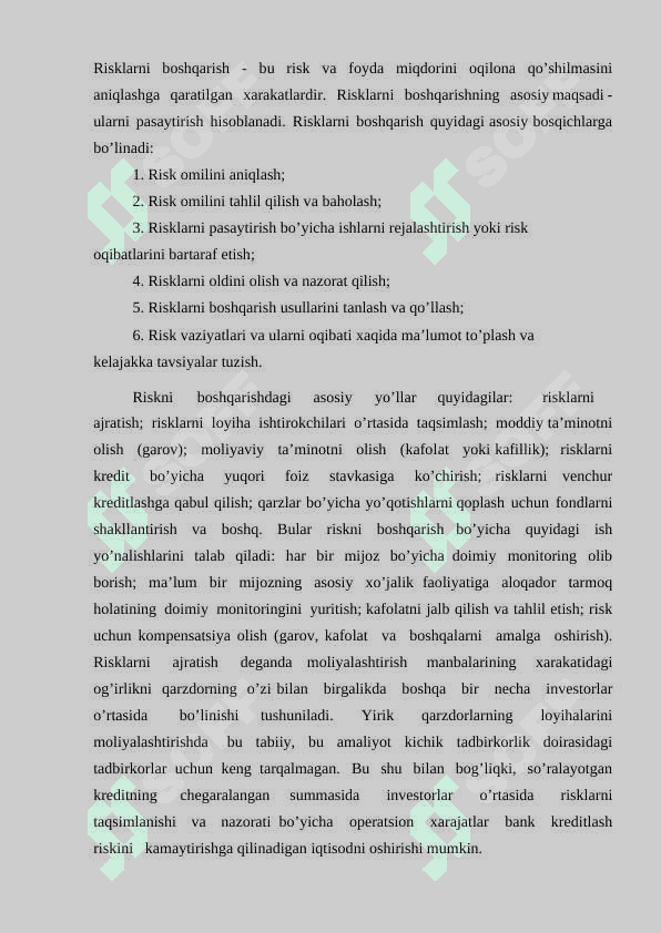 INVESTISIYA RISKLARINI BOSHQARISH SAMARADORLIGINI OSHIRISH 7