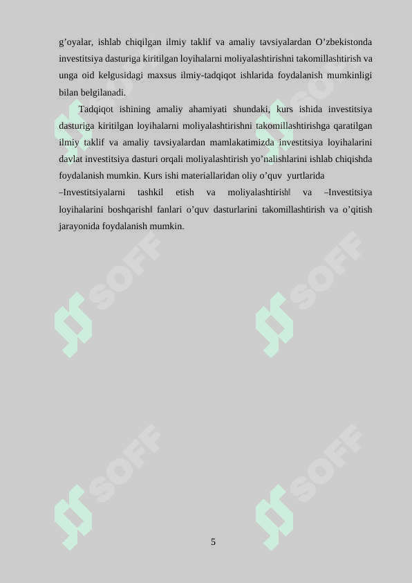 INVESTITSIYA DASTURIGA KIRITILGAN LOYIHALARNI MOLIYALASHTIRISH 5