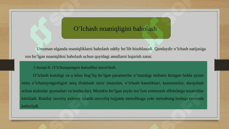 O`lchashlar noaniqligini baholash 8